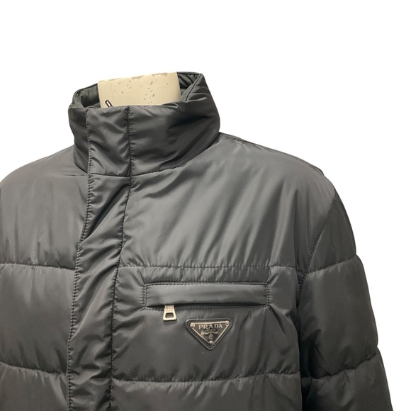 PRADA SPORT LINEA ROSSA BLACK 2012 LOGO PLAQUE REVERSIBLE MID LENGTH PUFFER COAT - Picture 7 of 11